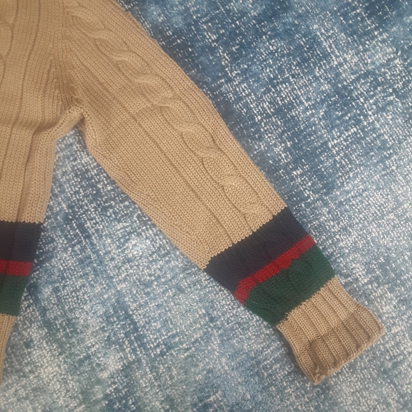 Gant The Rugger 100% Wool 1980s Cableknit Triple Stripe Cricket Sweater, MINT!!! - Picture 8 of 12